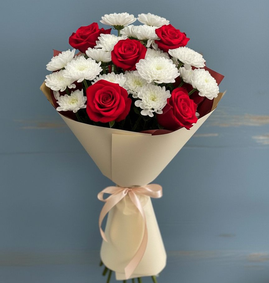 Букет цветов из: Розы и Хризантемы в Вад