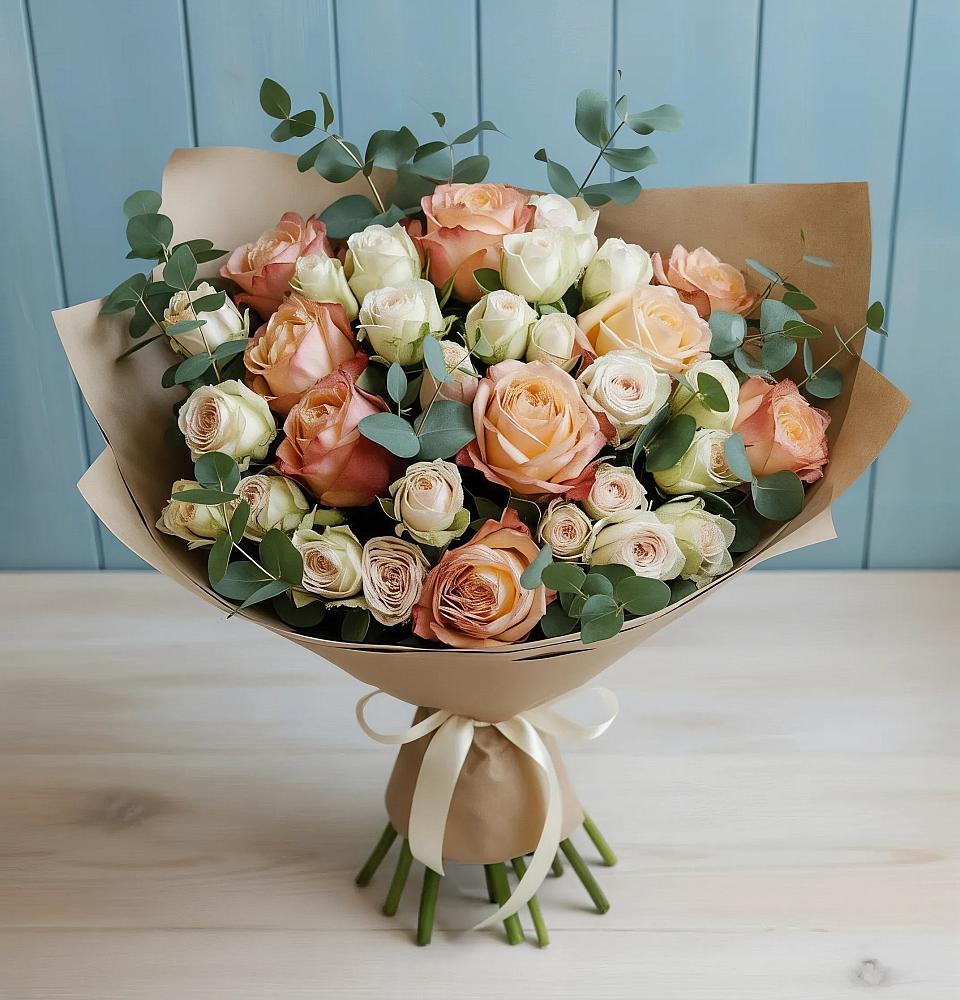 Букет цветов из: Альстромерии и Розы в Вад