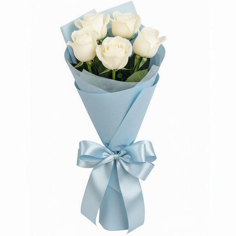 Букет 5 Белых роз Проуд в Вад