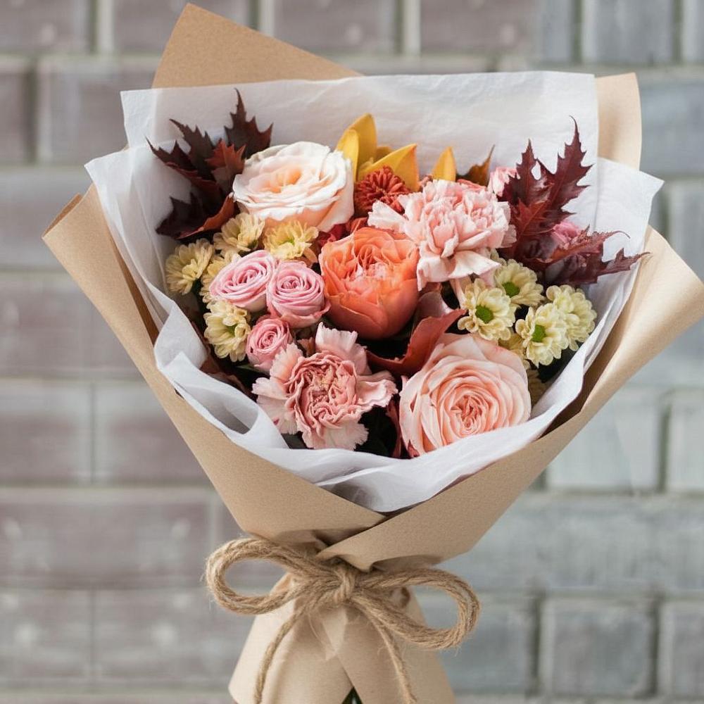 Букет цветов из: Гвоздики, Хризантемы и Розы в Вад