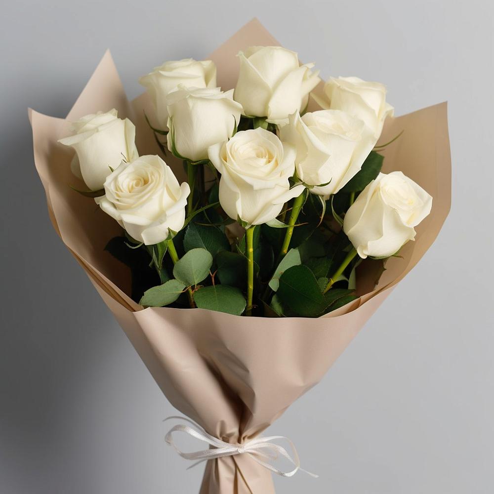 Букет 9 Белых роз Эдлесс Лав в Вад