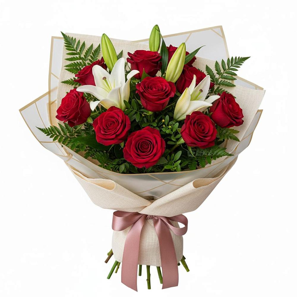 Букет цветов из: Лилии и Розы в Вад