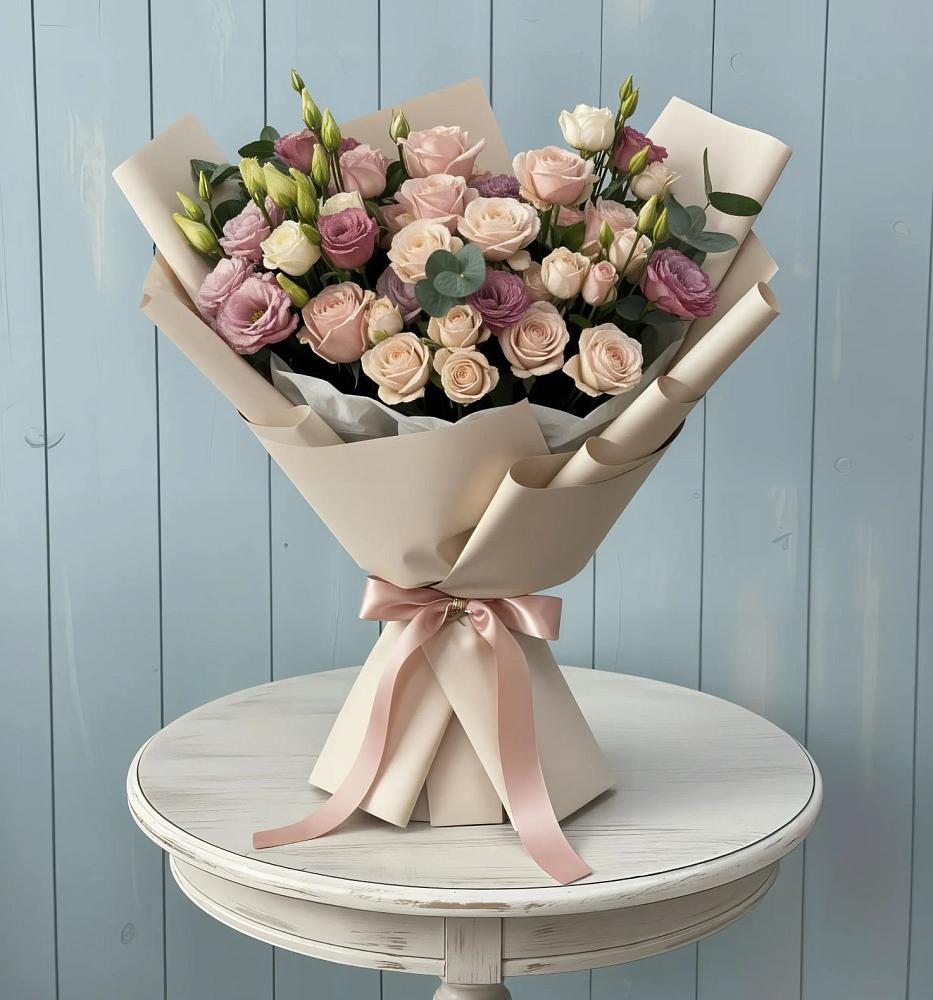 Букет цветов из: Розы и Лизиантусы в Вад