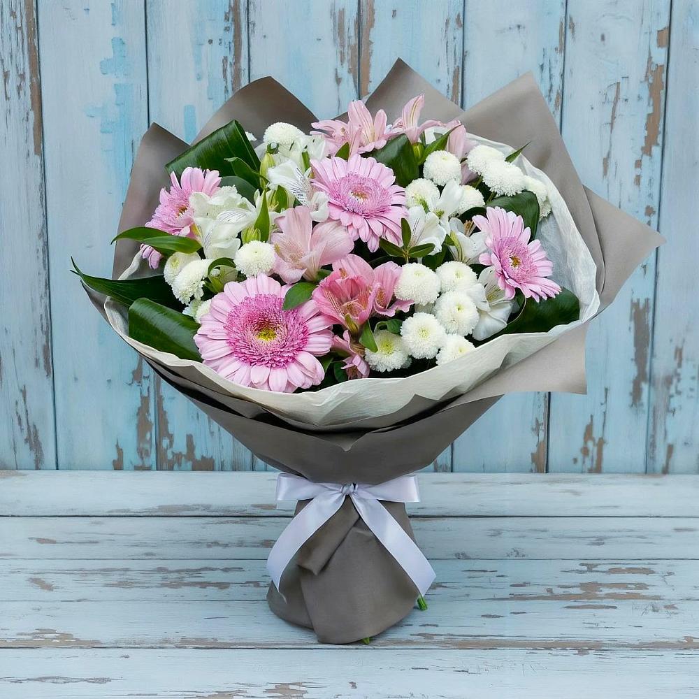 Букет цветов из: Герберы, Альстромерии и Хризантемы в Вад